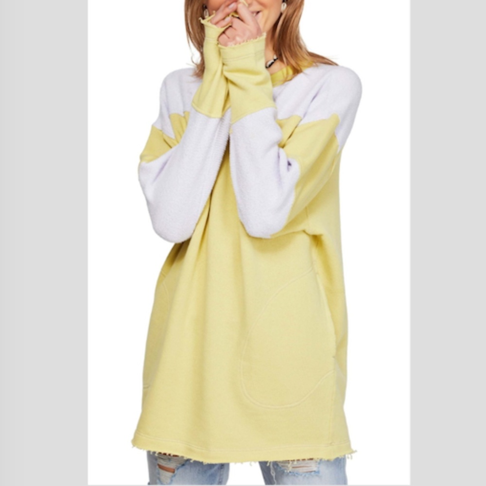 Free People Jordan Pullover Sweater Top Yellow S
